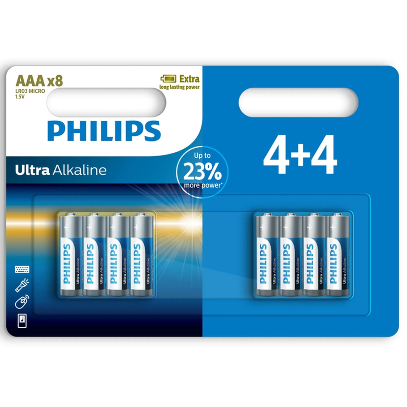 Купити Батарейка Philips Ultra Alkaline AAA 8 шт (LR03E8B/10) - фото 1