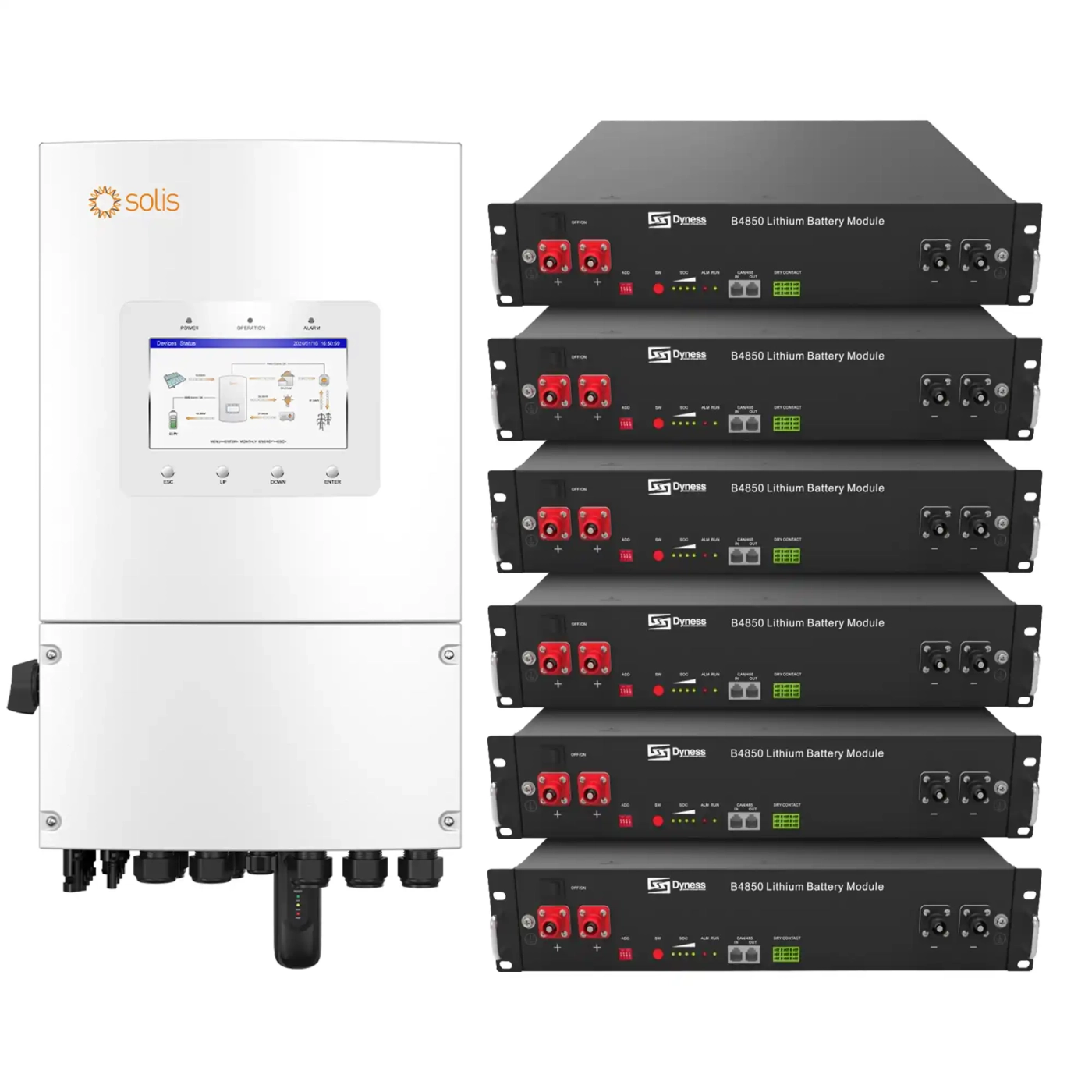 Купить Система хранения энергии Solis S6-EH1P8K-L-PLUS-LDY14.4K1-LFP 8kW 14.4kWh 6BAT LiFePO4 6000 циклов - фото 1