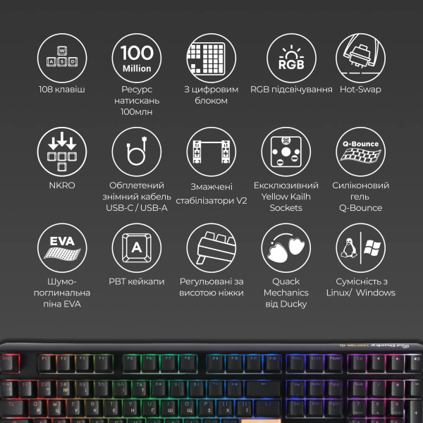 Купити Клавіатура Ducky One 3 RGB Cherry MX Brown - фото 4