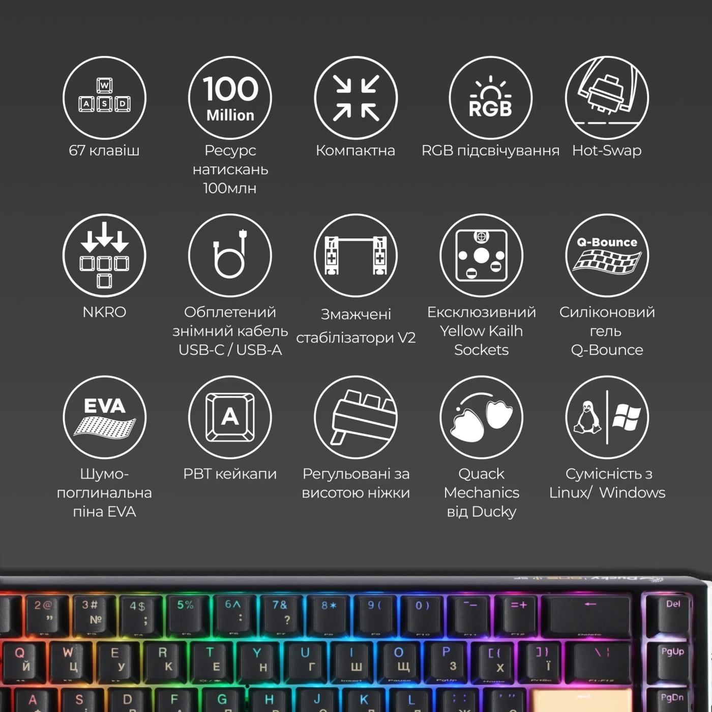Купити Клавіатура Ducky One 3 SF Cherry MX Brown - фото 4