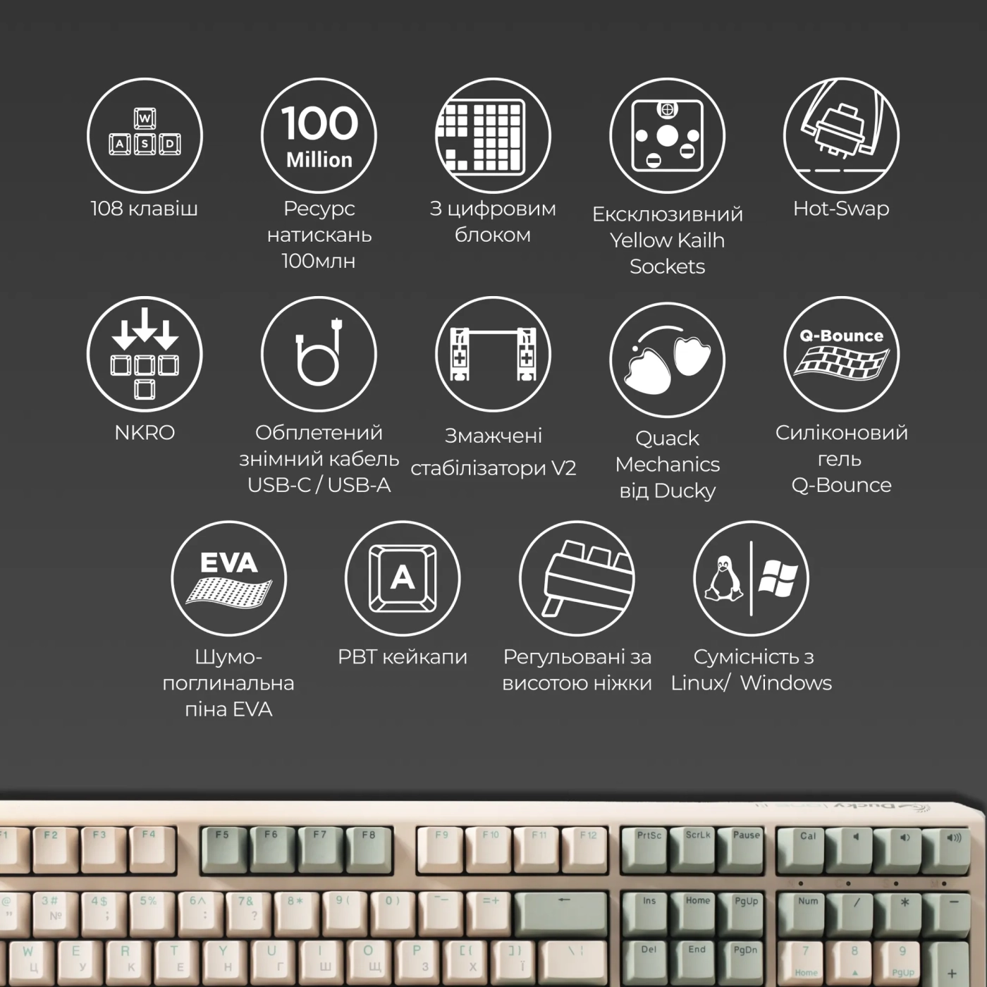 Купить Клавиатура Ducky One 3 Matcha Cherry MX Red (DKON2108-RUAPXМAEGGC1) - фото 4