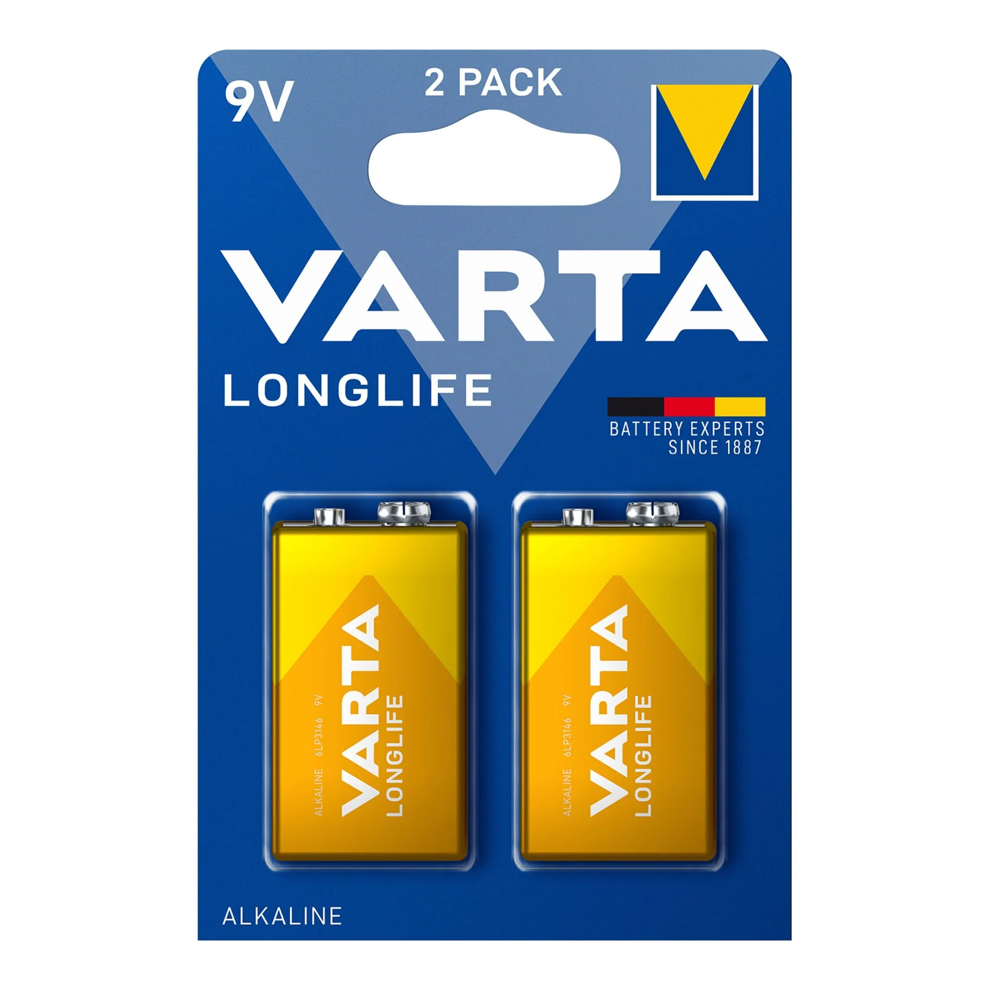 Купить Батарейка VARTA LONGLIFE Alkaline 6LR61 (6LF22, MN1604, MX1604, Крона) 2 шт (04122101412) - фото 1