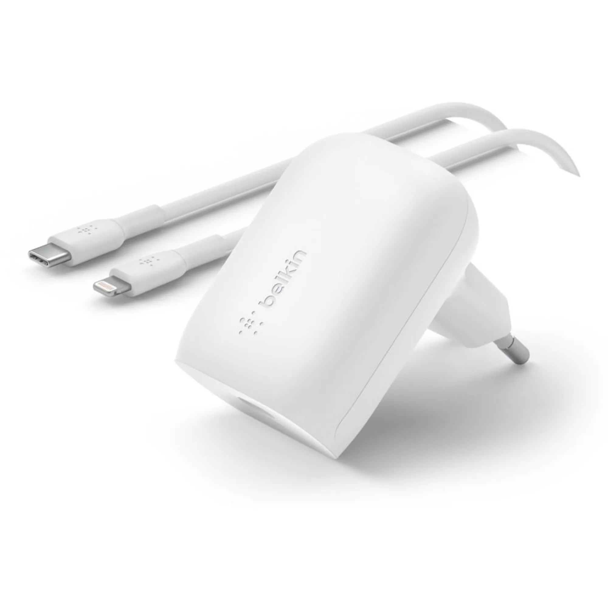 Купити Зарядний пристрій Belkin BoostCharge USB-C PD 3.0 PPS 30W + USB-C to Lightning Cable (WCA005VF1MWH-B5) - фото 1