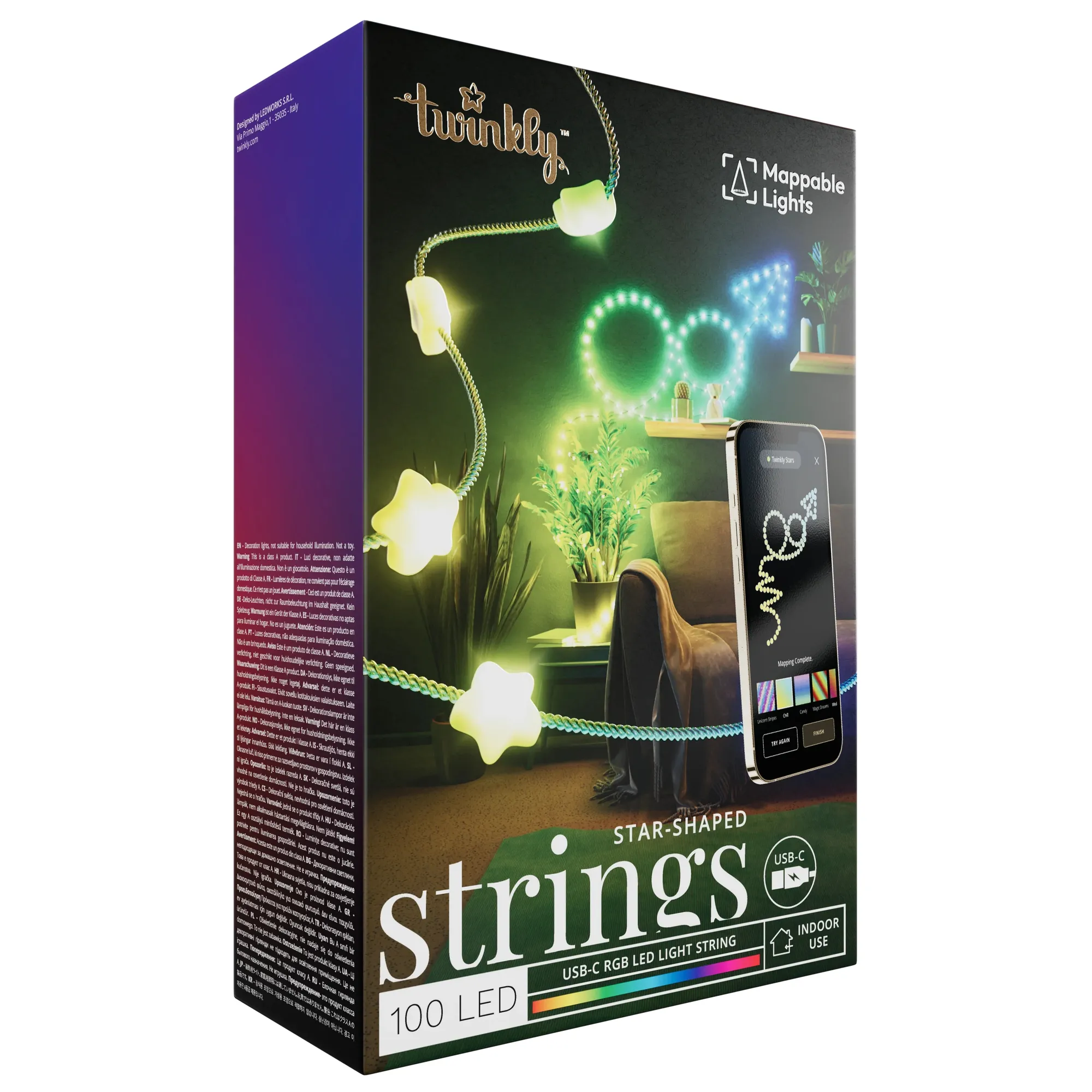 Купить Умная LED гирлянда Twinkly Strings USB-C Stars 100LED 6m Clear (TWKS100RGB-T) - фото 1
