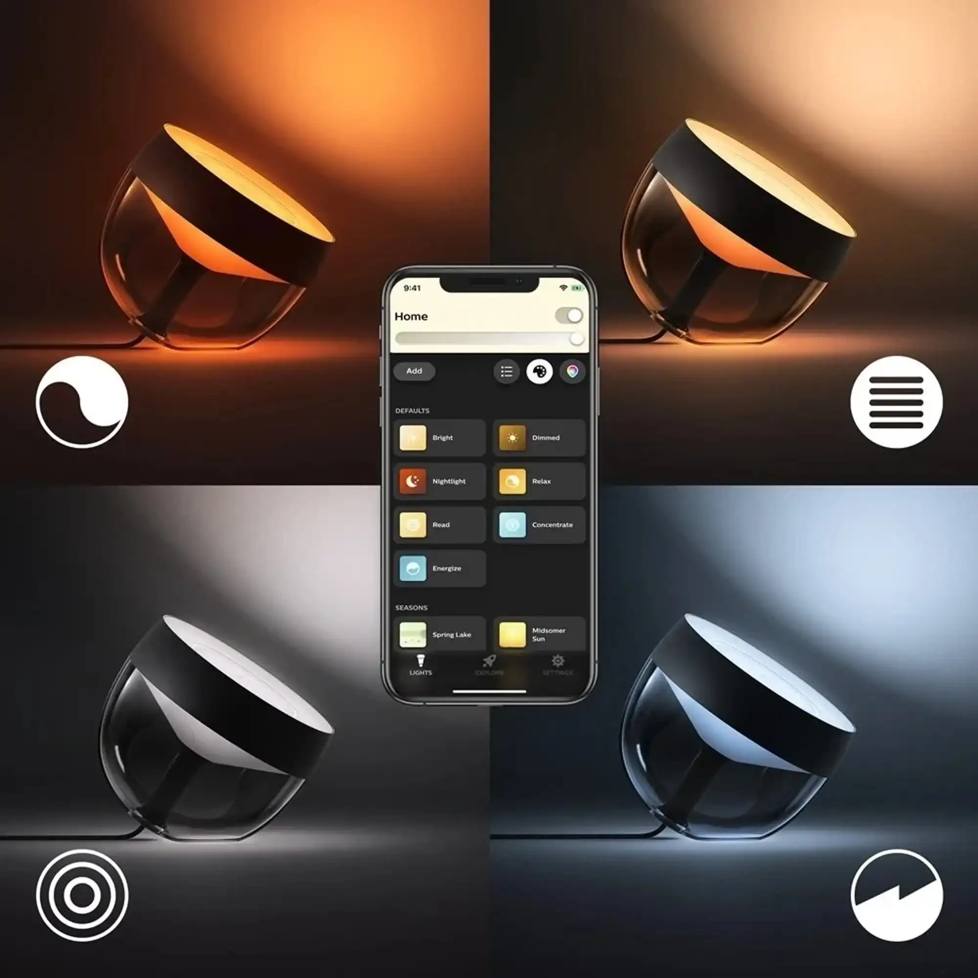 Купить Настольная лампа Philips Hue Iris, Color, BT, DIM, черная (929002376201) - фото 4