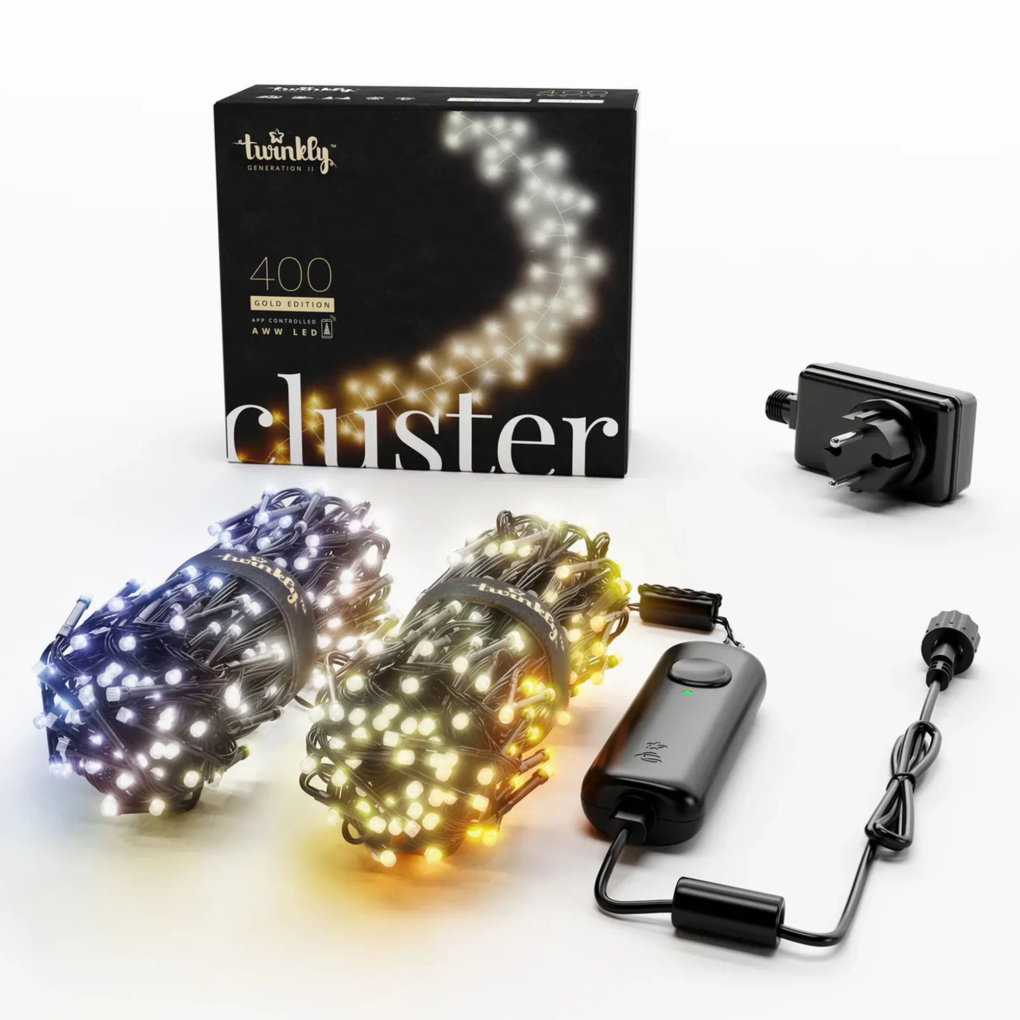 Купить Умная LED гирлянда Twinkly Cluster AWW 400LED 6m Black (TWC400GOP-BEU) - фото 1