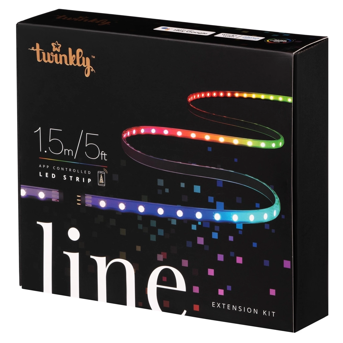 Купить Умная LED Twinkly Line RGB, подсветка плюс 1,5м, Gen II, IP20, черный кабель (TWL100ADP-B) - фото 1