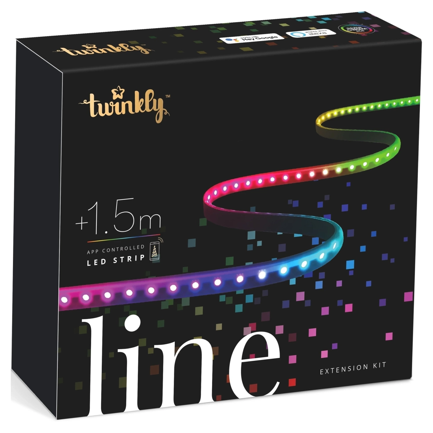 Купить Умная LED Twinkly Line RGB, подсветка плюс 1,5м, Gen II, IP20, черный кабель (TWL100ADP-B) - фото 5