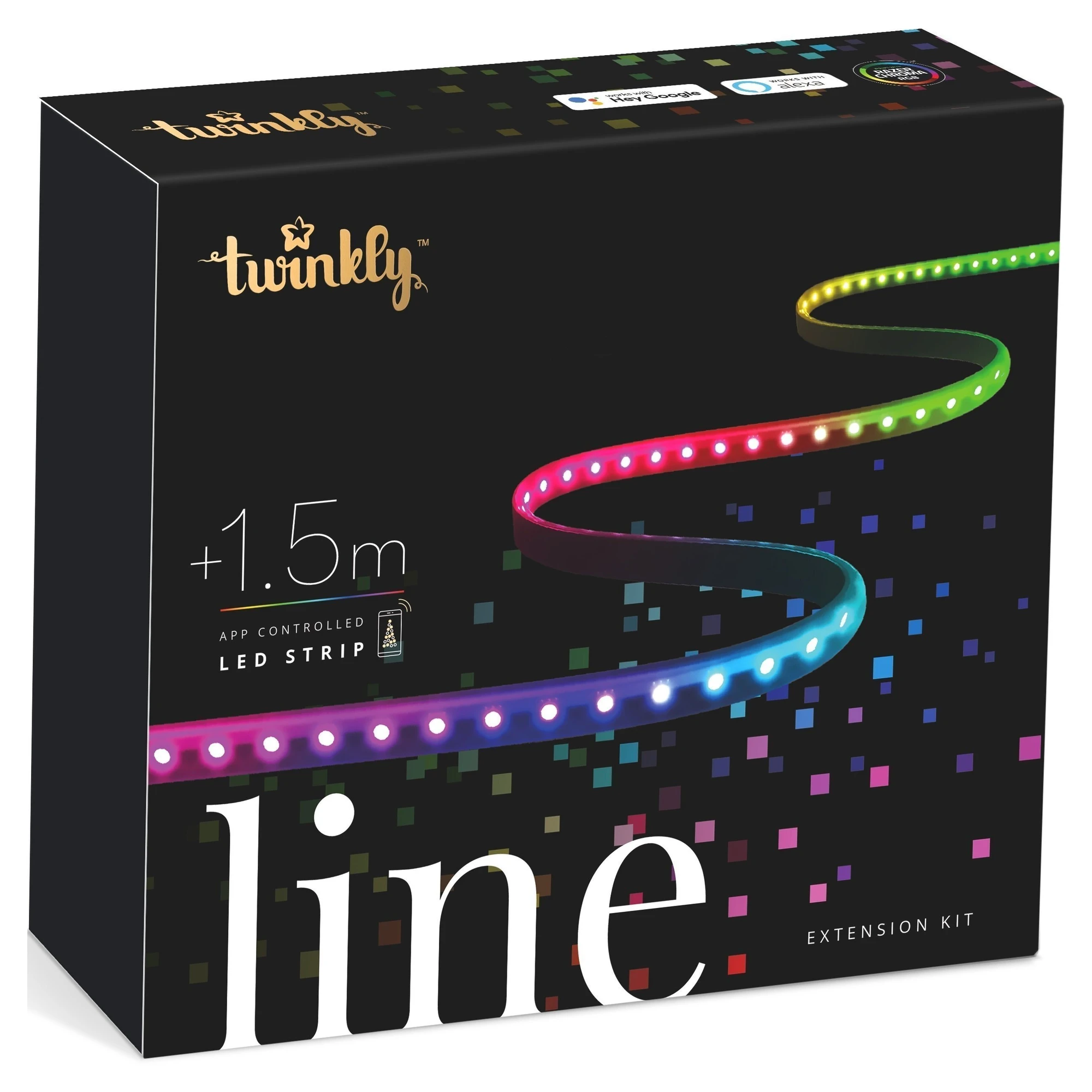 Купить Умная LED Twinkly Line RGB, подсветка плюс 1,5м, Gen II, IP20, черный кабель (TWL100ADP-B) - фото 5
