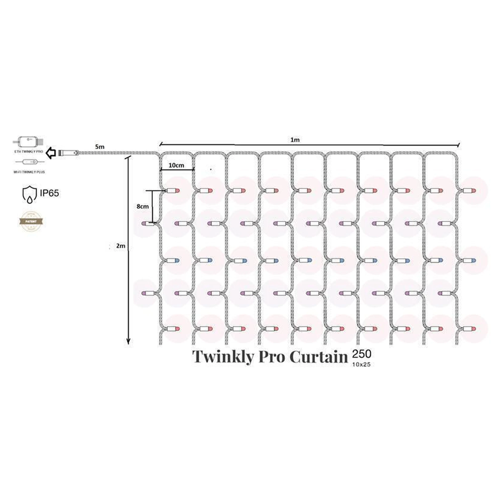 Купить Умная LED Гирлянда Twinkly Pro Curtain RGBW 250 (10 по 25), IP65, AWG22 PVC Rubber черный (TW-PLC-CU-CA-10X25SPP-BR) - фото 3