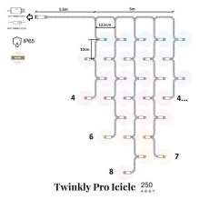 Купить Умная LED Гирлянда Twinkly Pro Icicle RGB 250, IP65, AWG22 PVC Rubber белый (TW-PLC-I-CA-250STP-WR) - фото 5