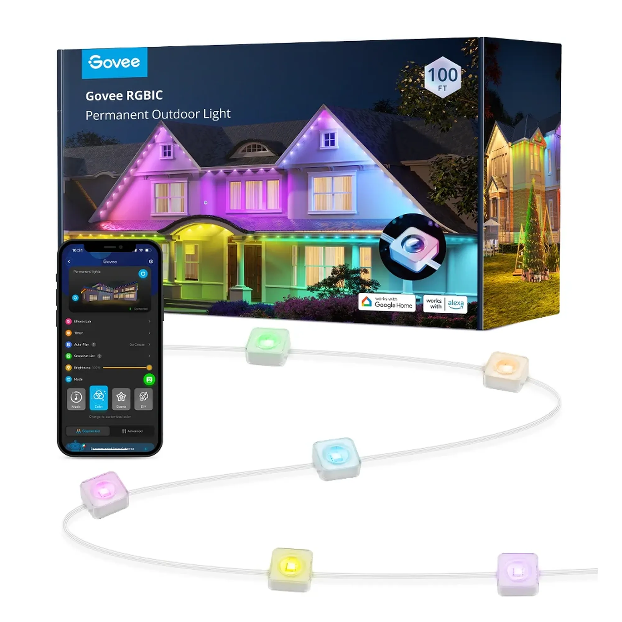 Купить Умная LED гирлянда Govee H705A Permanent Outdoor Lights RGB 30m Clear Wire (H705A3D1) - фото 1