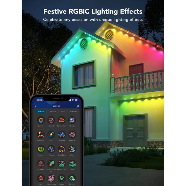 Купить Умная LED гирлянда Govee H705A Permanent Outdoor Lights RGB 30m Clear Wire (H705A3D1) - фото 4
