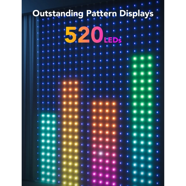 Купить Умная LED гирлянда Govee H70B1 Curtain Light RGB 520LED Clear Wire (H70B13A1) - фото 3