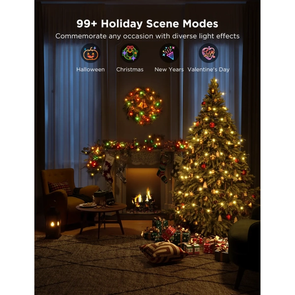 Купить Умная LED гирлянда Govee H70C2 Christmas Light RGB 20m Clear Wire (H70C23D1) - фото 2