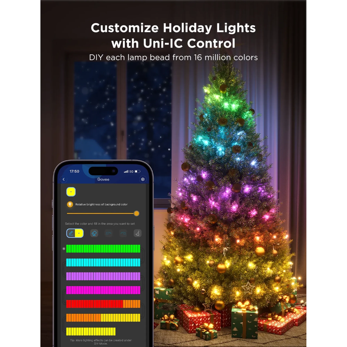 Купить Умная LED гирлянда Govee H70C2 Christmas Light RGB 20m Clear Wire (H70C23D1) - фото 4
