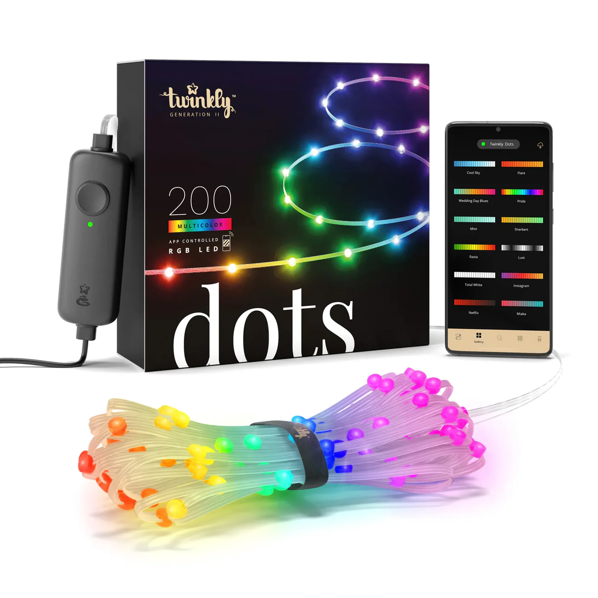 Купить Умная LED гирлянда Twinkly Dots Lights RGB 200LED 10m Clear (TWD200STP-TEU) - фото 1