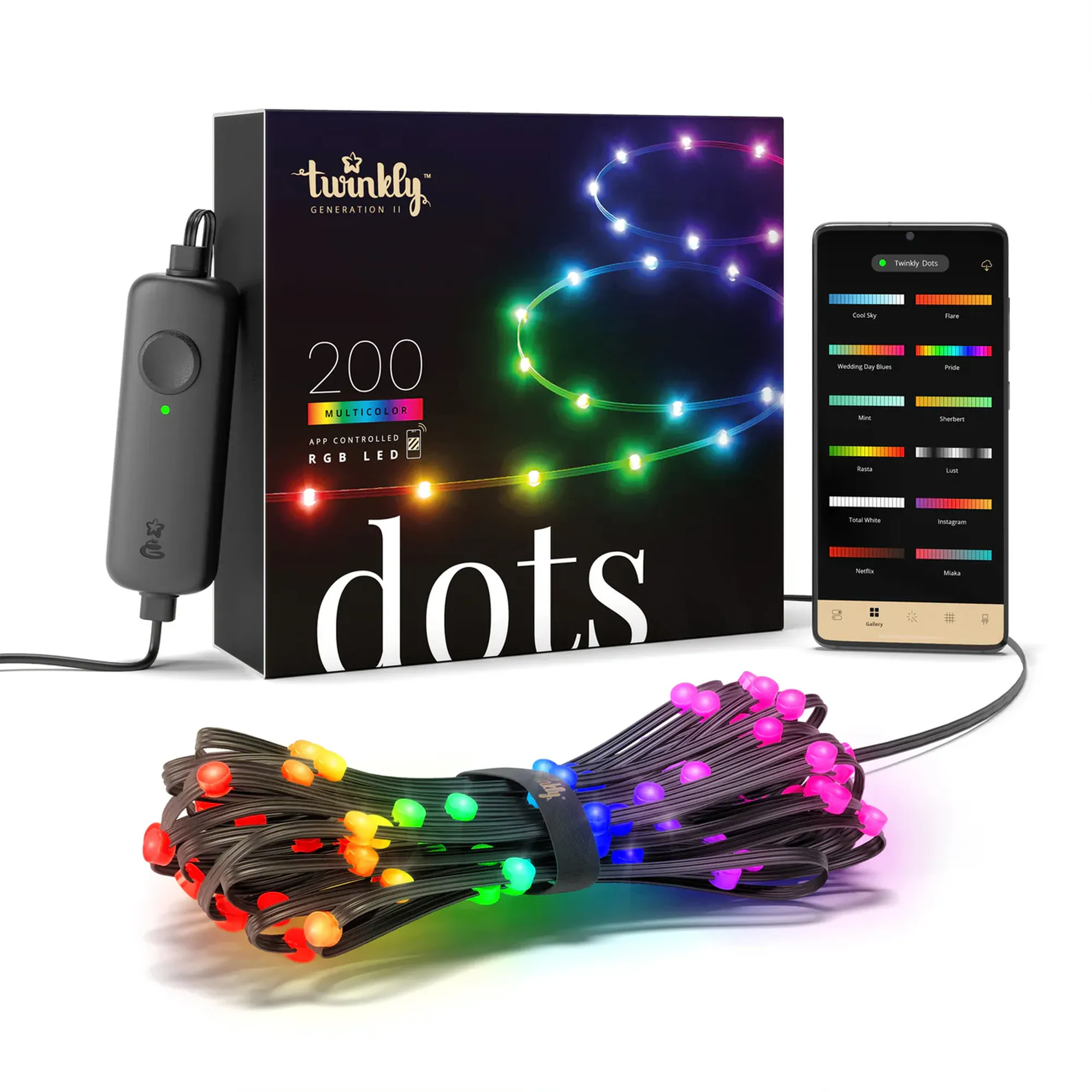Купить Умная LED гирлянда Twinkly Dots Lights RGB 200LED 10m Black (TWD200STP-BEU) - фото 1