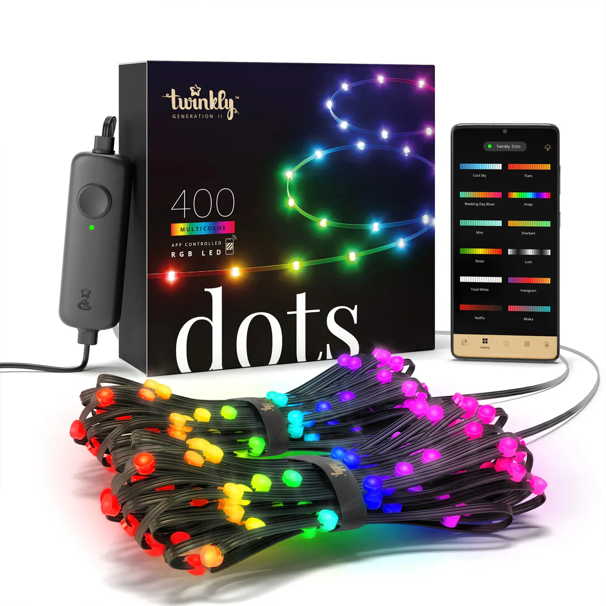 Купить Умная LED гирлянда Twinkly Dots Lights RGB 400LED 20m Black (TWD400STP-BEU) - фото 1