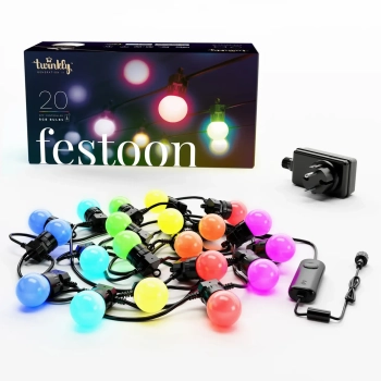 Купить Умная LED гирлянда Twinkly Festoon RGB 20LED G45 10m Black (TWF020STP-BEU) - фото 1