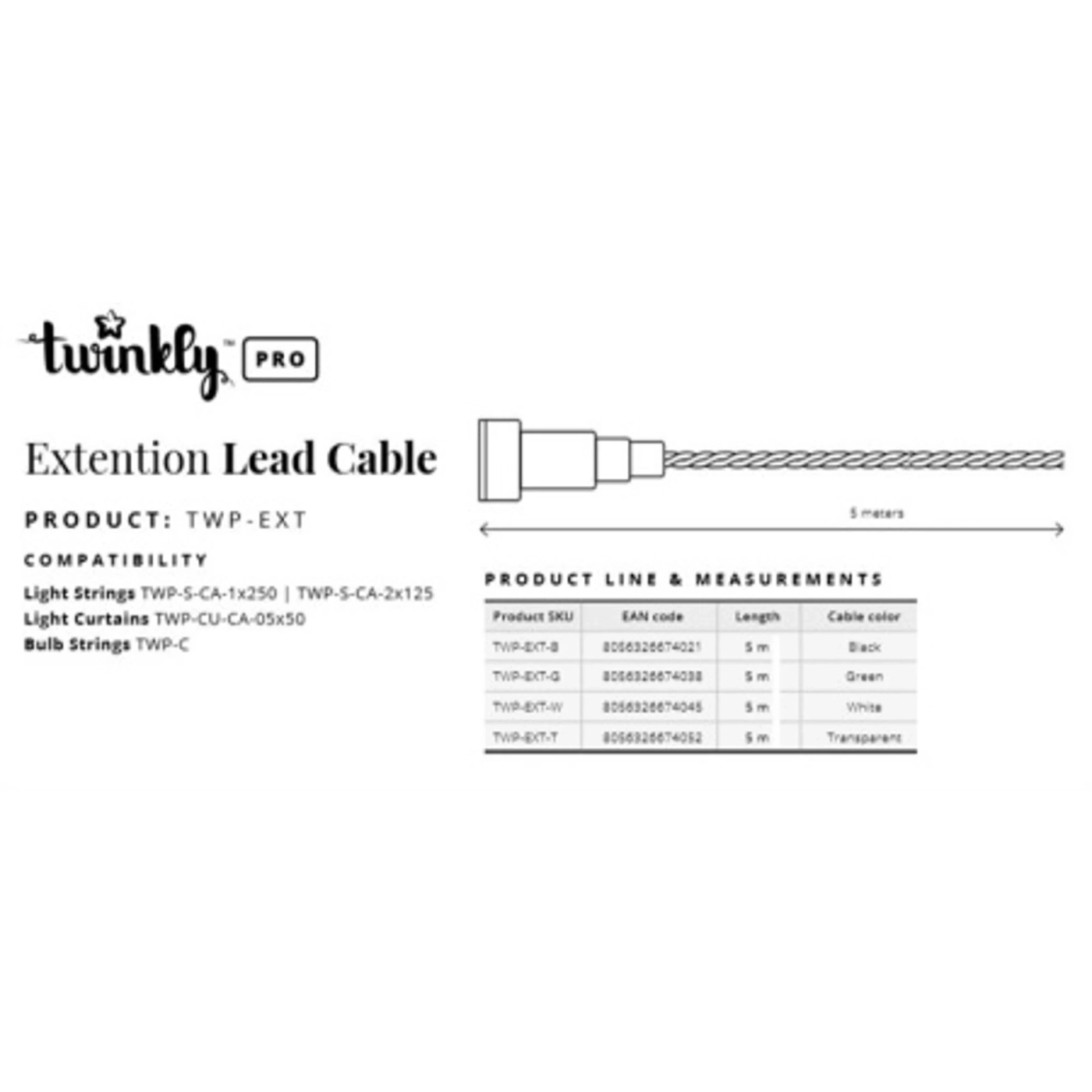 Купити Подовжувач кабелю Twinkly Pro AWG22 PVC кабель, 5м, чорний (TWP-EXT-B) - фото 3
