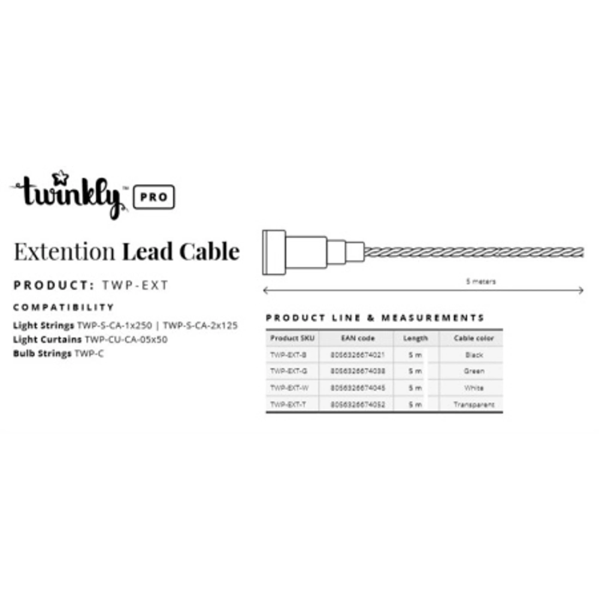 Купити Подовжувач кабелю Twinkly Pro AWG22 PVC кабель, 5м, чорний (TWP-EXT-B) - фото 3