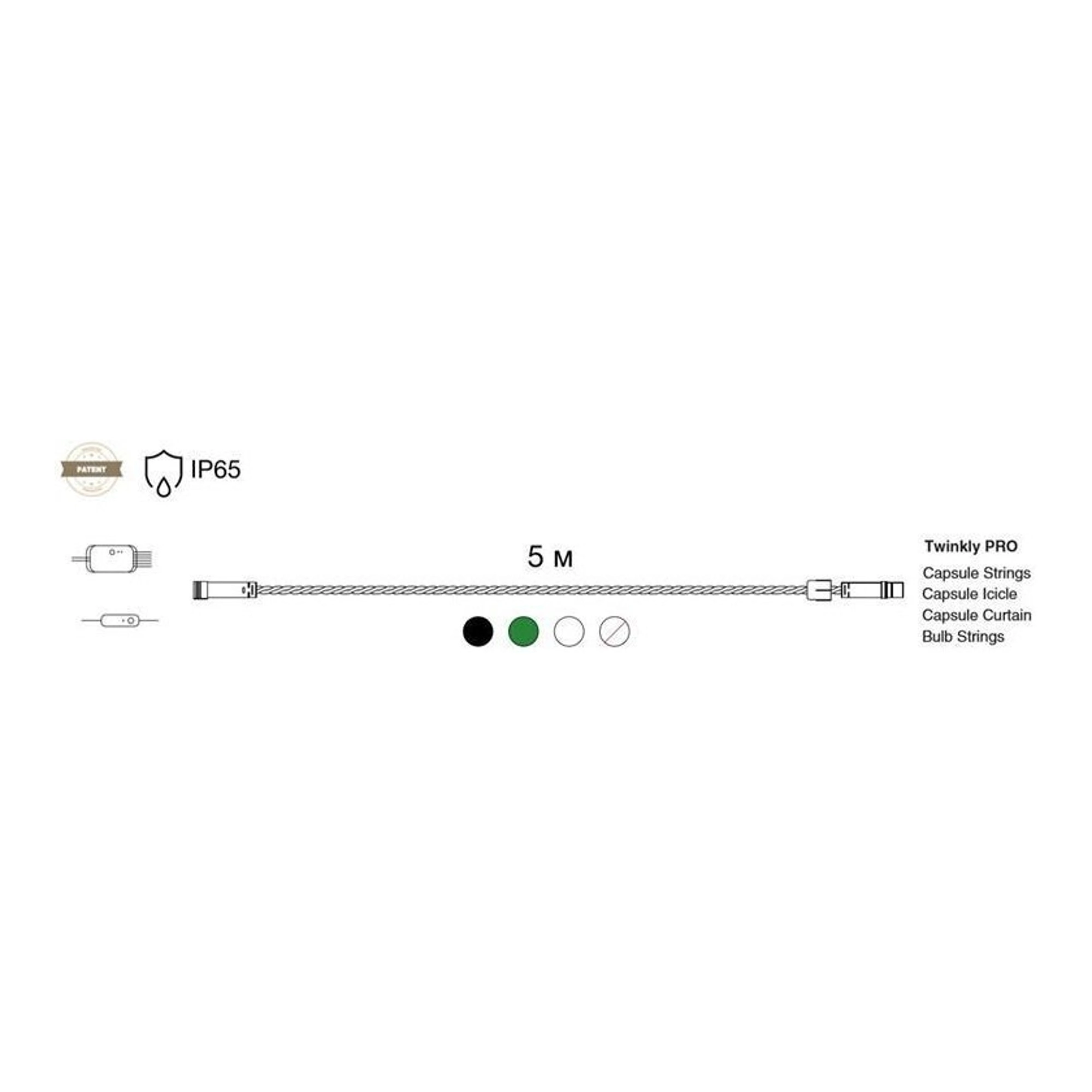 Купить Удлинитель кабеля Twinkly PRO, IP65, AWG22 PVC Rubber 5м, зеленый (TW-PLC-EXT-GR) - фото 3