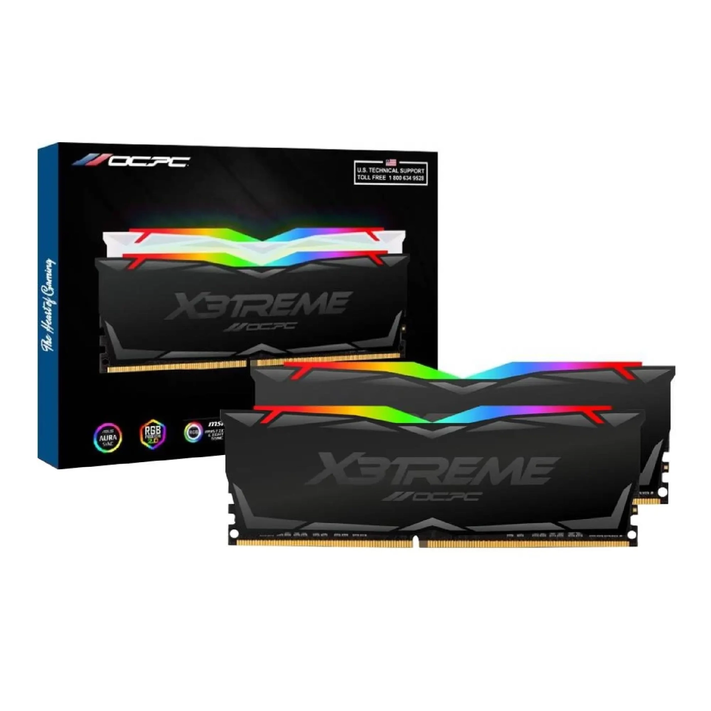Купить Модуль памяти DDR4 64Gb 3600MHz (2*32Gb) OCPC X3 RGB Black, Kit (MMX3A2K64GD436C18) - фото 3