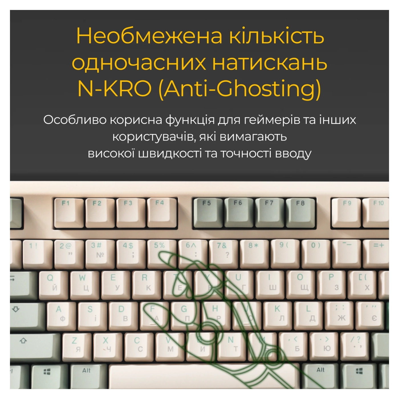 Купити Клавіатура Ducky One 3 Cherry MX Silent Red Matcha Cream UA (DKON2108-SUAPXМАEGGC1) - фото 11