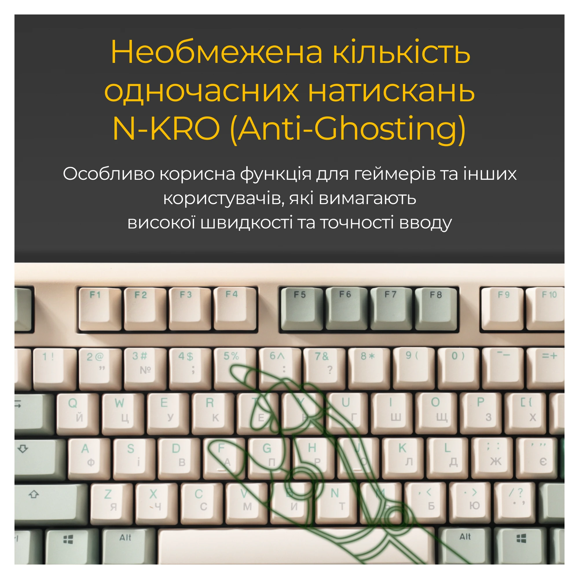 Купити Клавіатура Ducky One 3 Cherry MX Silent Red Matcha Cream UA (DKON2108-SUAPXМАEGGC1) - фото 11