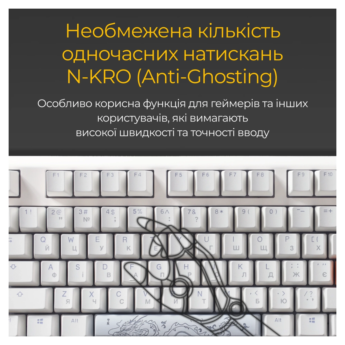 Купить Клавиатура Ducky One 3 Cherry MX Silent Red RGB White UA (DKON2108ST-SUAPXPWWWSC1) - фото 8