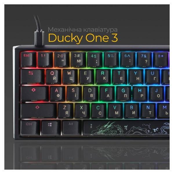 Купить Клавиатура Ducky One 3 Mini Cherry MX Silent Red RGB Black UA (DKON2161ST-SUAPXCLAWSC1) - фото 3