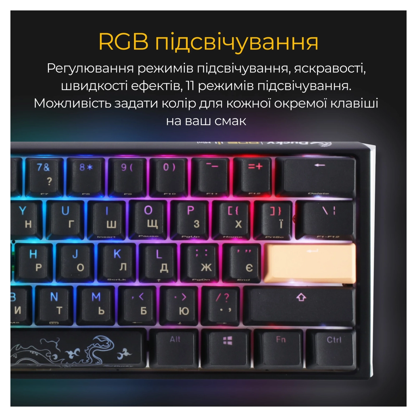 Купить Клавиатура Ducky One 3 Mini Cherry MX Silent Red RGB Black UA (DKON2161ST-SUAPXCLAWSC1) - фото 8