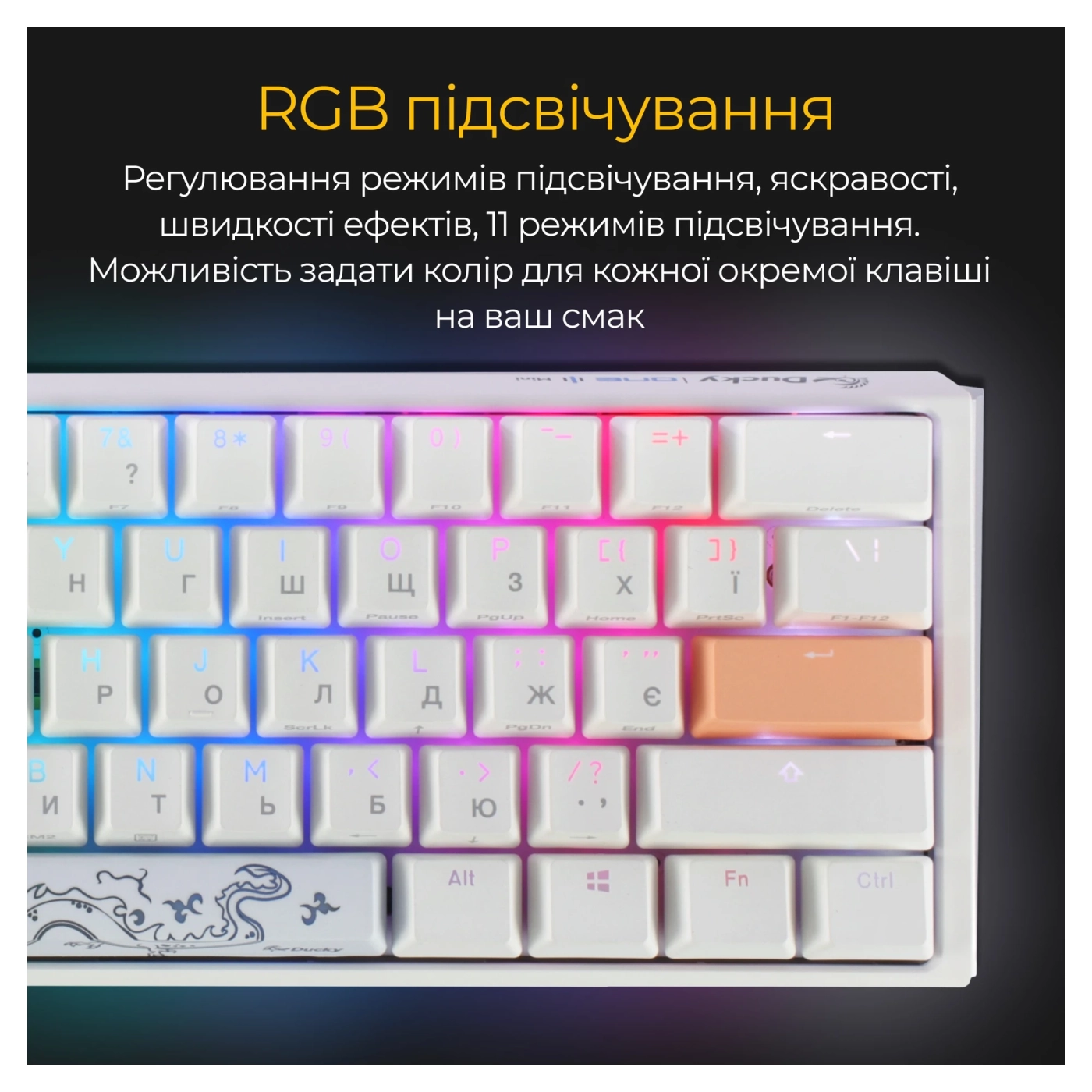 Купити Клавіатура Ducky One 3 Mini Cherry MX Speed ​​Silver RGB White UA (DKON2161ST-PUAPXPWWWSC1) - фото 12