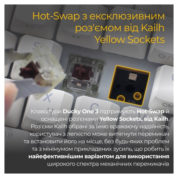 Купити Клавіатура Ducky One 3 SF Cherry MX Brown RGB White UA - фото 10