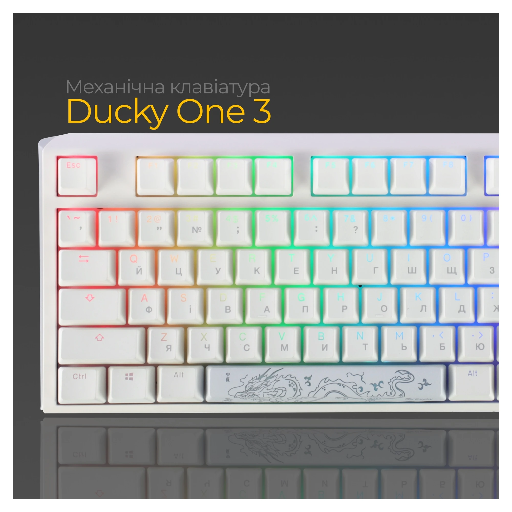 Купить Клавиатура Ducky One 3 TKL Cherry MX Red RGB White UA (DKON2187ST-RUAPXPWWWSC1) - фото 6