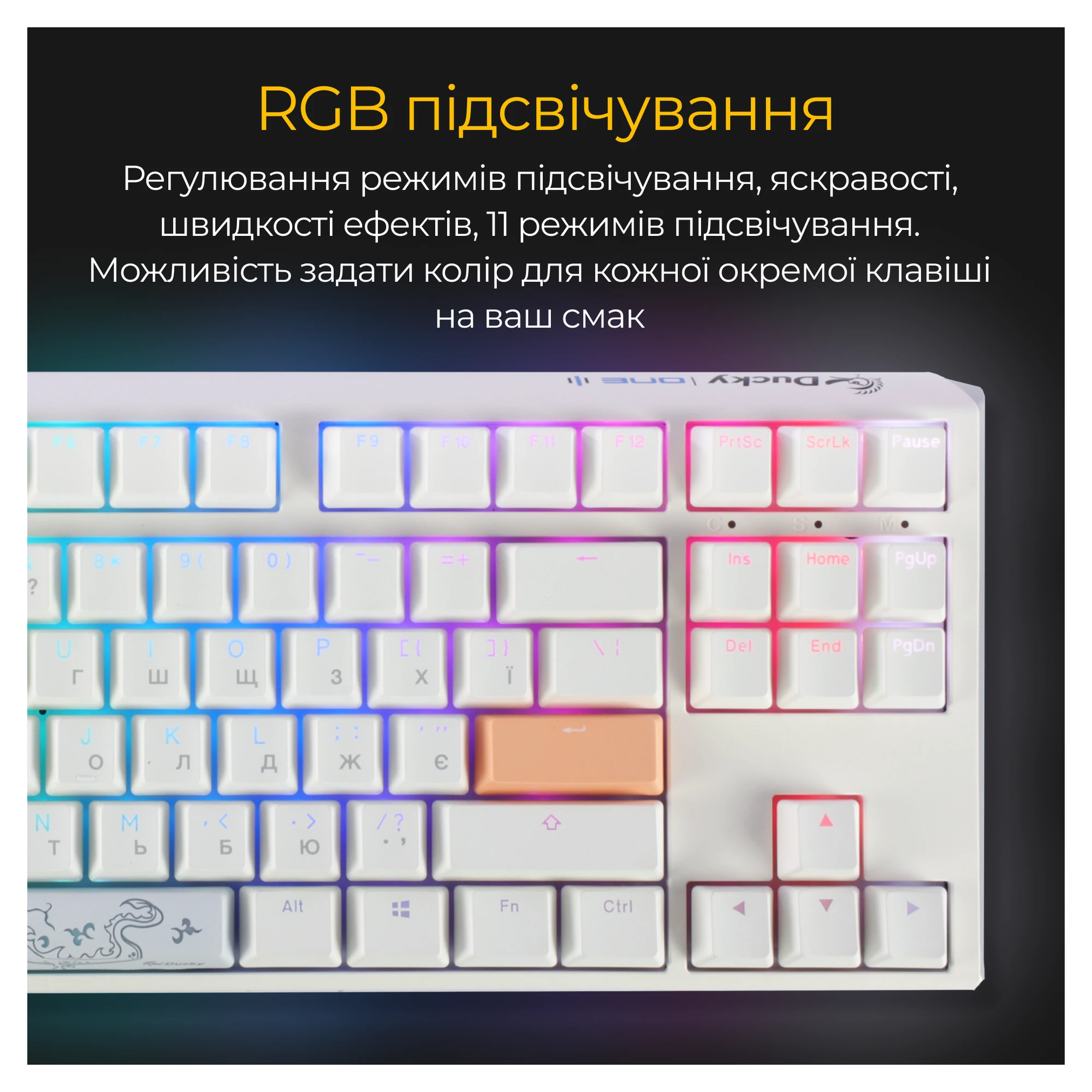 Купить Клавиатура Ducky One 3 TKL Cherry MX Silent Red RGB White UA (DKON2187ST-SUAPXPWWWSC1) - фото 9