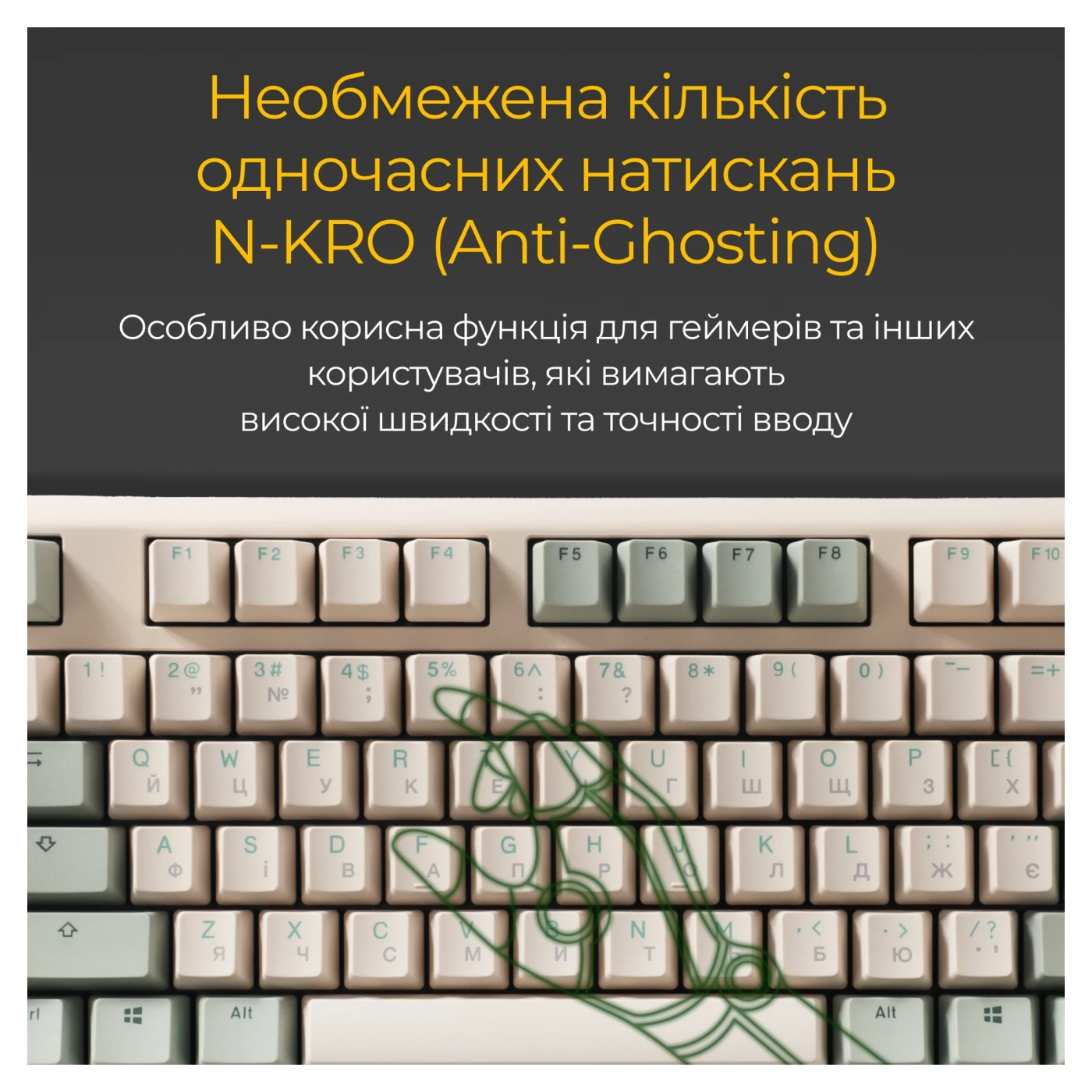 Купить Клавиатура Ducky One 3 TKL Cherry MX Speed Silver Matcha Cream UA (DKON2187-PUAPXМAEGGC1) - фото 10
