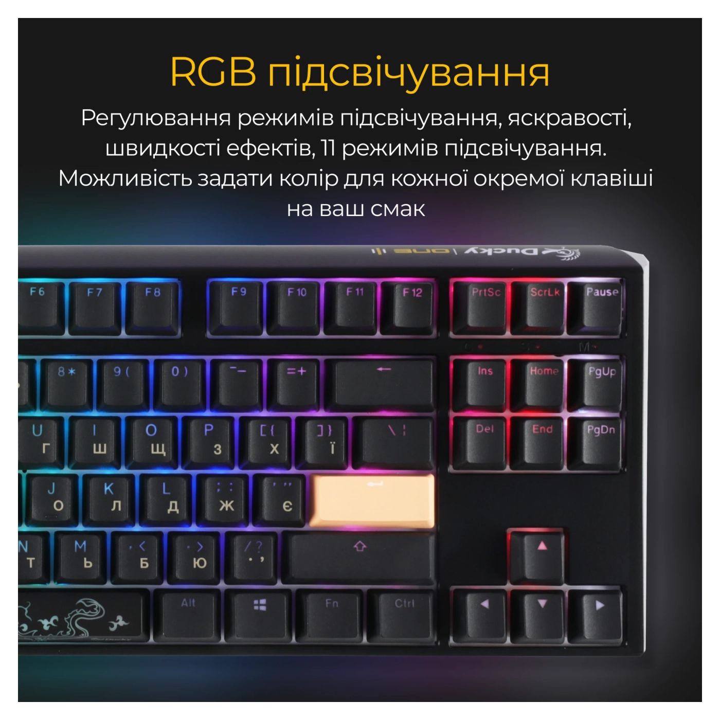 Купить Клавиатура Ducky One 3 TKL Cherry MX Speed Silver RGB Black UA (DKON2187ST-PUAPXCLAWSC1) - фото 9