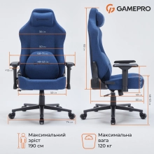 Купити Крісло для геймерів GamePro FGC750DB Fabric Dark Blue - фото 9