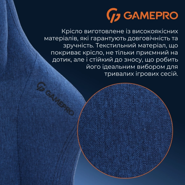 Купити Крісло для геймерів GamePro FGC750DB Fabric Dark Blue - фото 10