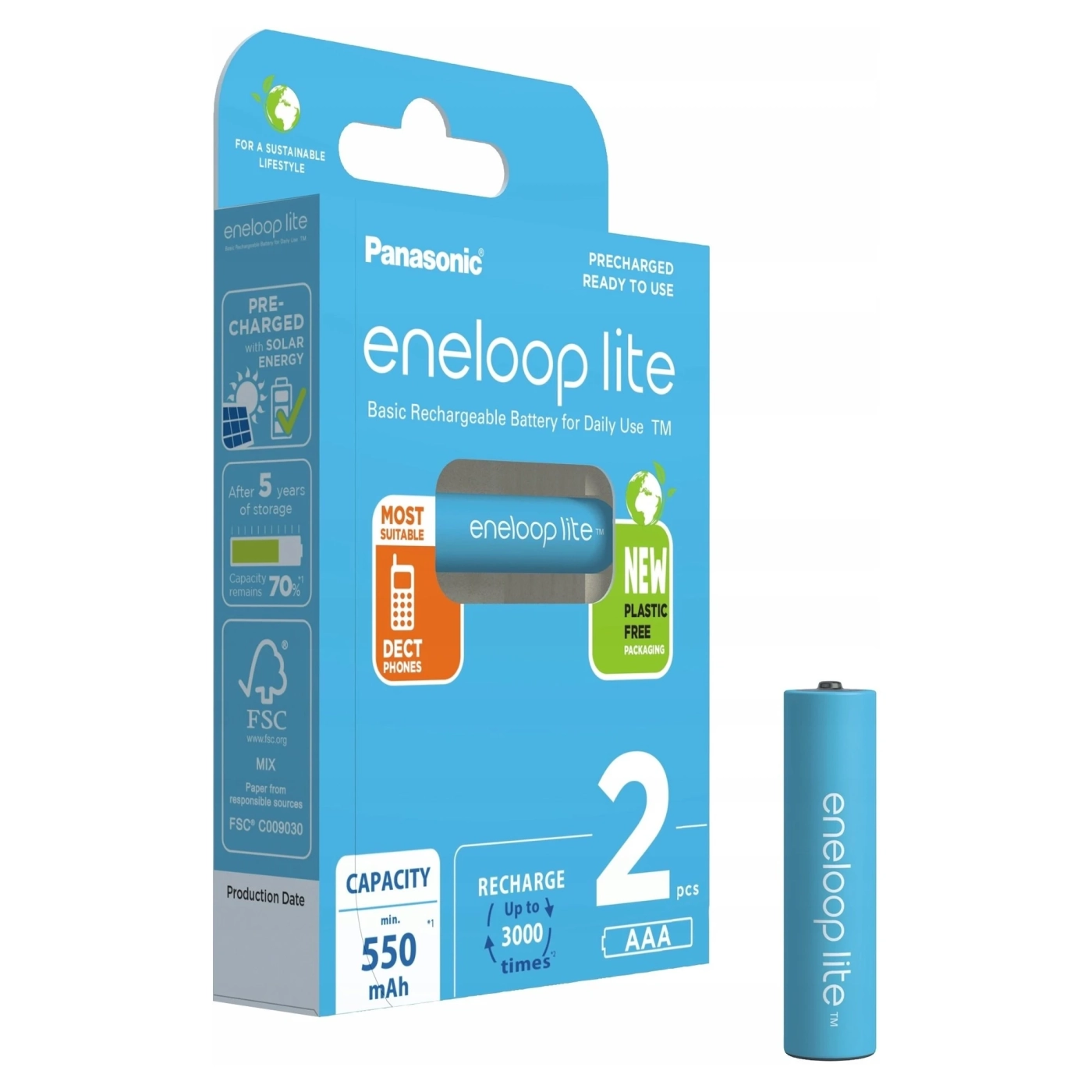 Купити Акумулятор Panasonic Eneloop Lite AAA 550mAh NI-MH 2 (BK-4LCCE/2BE) - фото 1