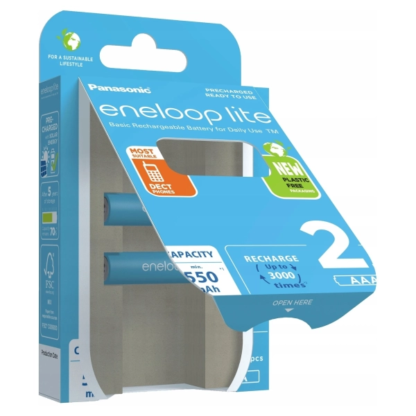 Купити Акумулятор Panasonic Eneloop Lite AAA 550mAh NI-MH 2 (BK-4LCCE/2BE) - фото 4