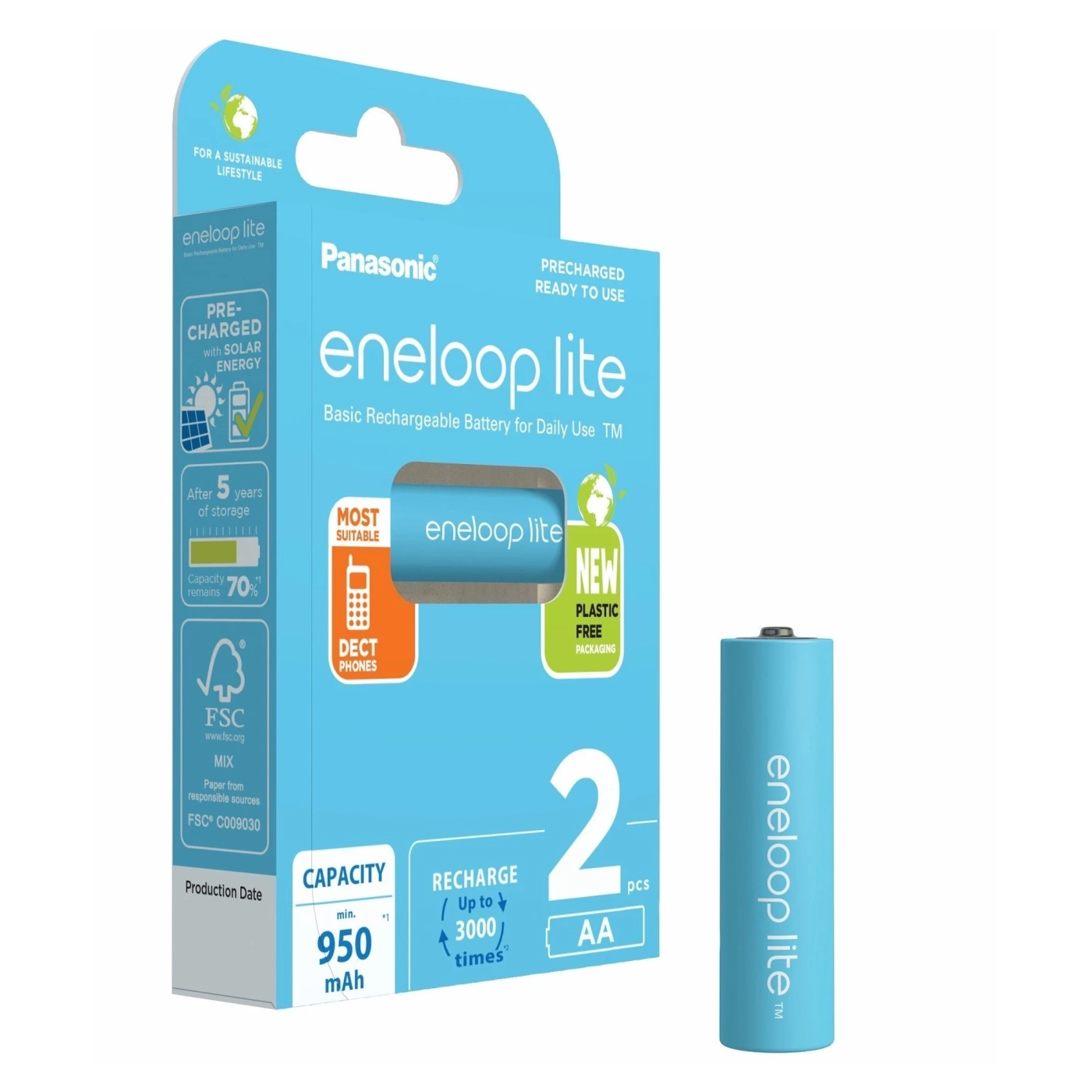 Купити Акумулятор Panasonic Eneloop NI-MH Lite AA 950 мАг 2 шт. (BK-3LCCE/2BE) - фото 1