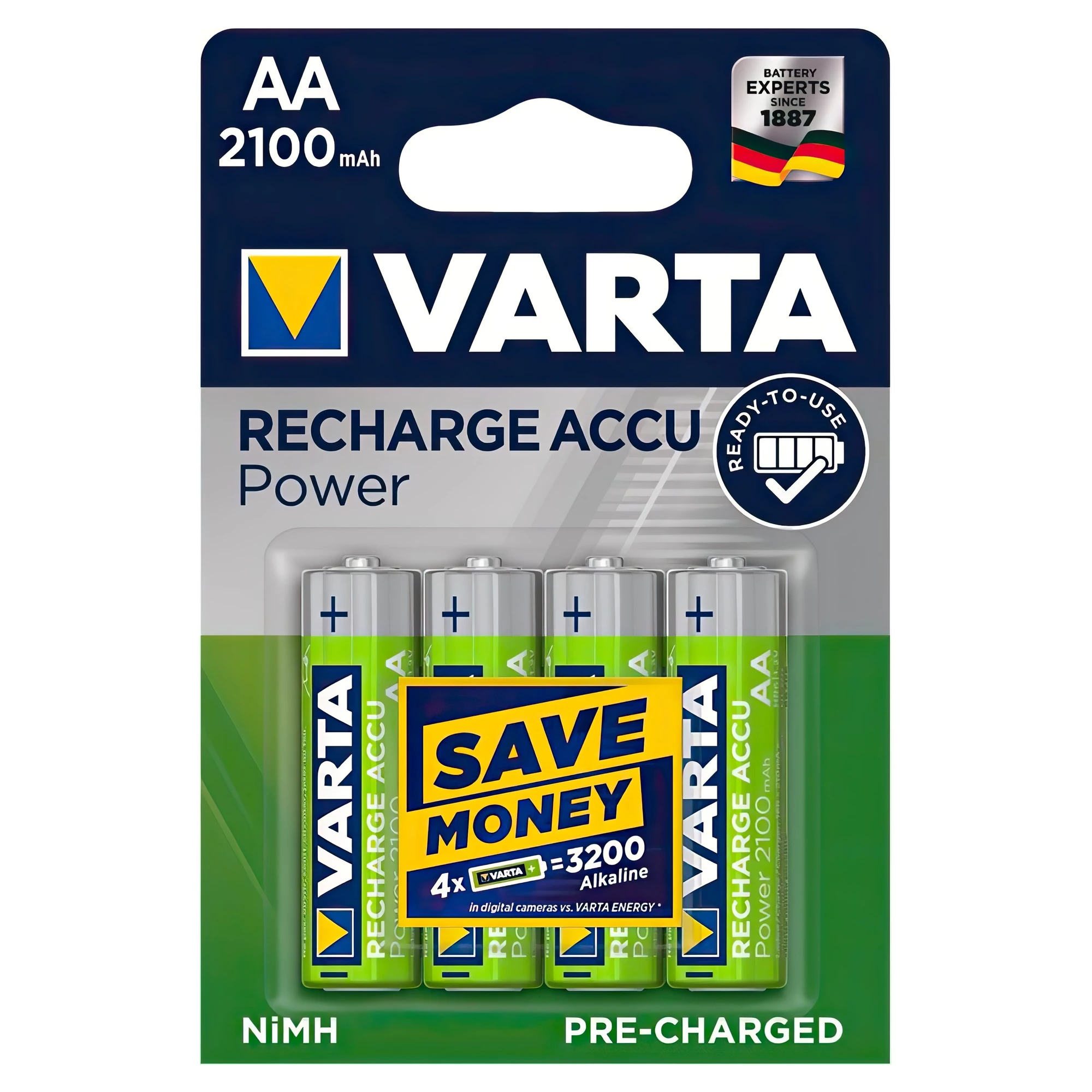 Купити Акумулятор VARTA NI-MH Power AA 2100 мАг 4 шт. (56706101404) - фото 1