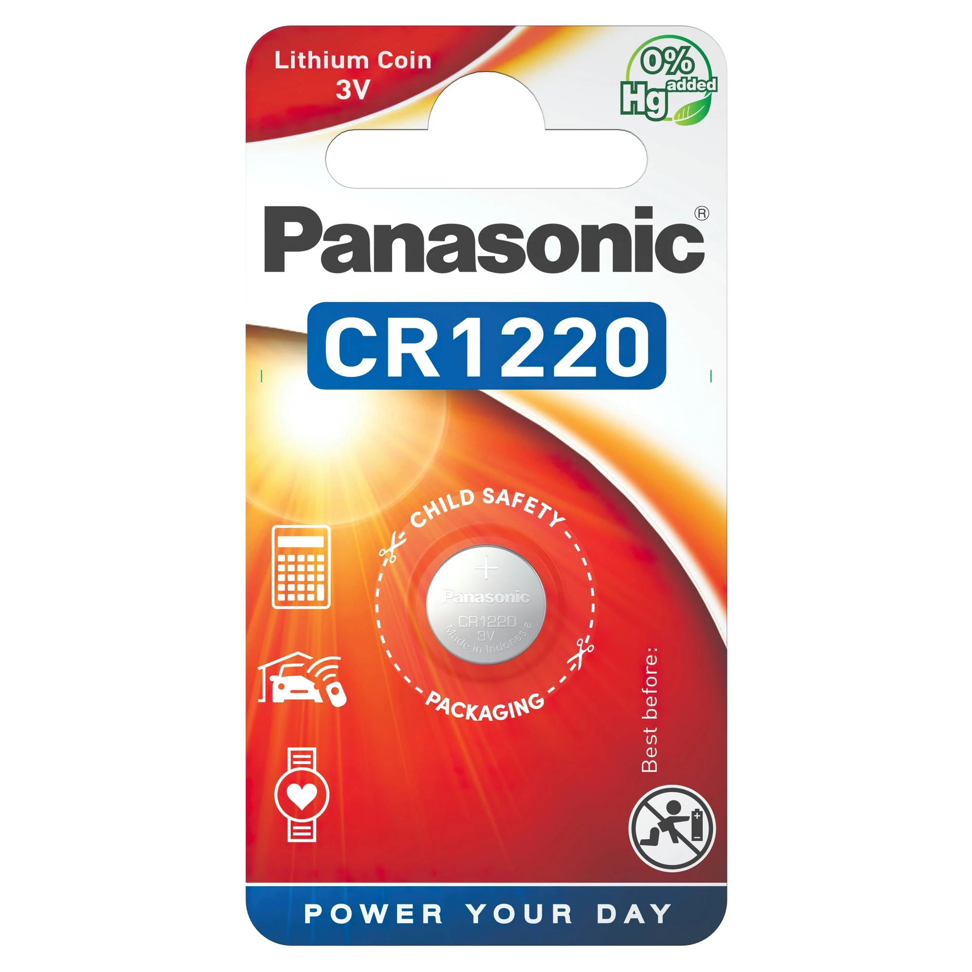Купити Батарейка Panasonic LITHIUM CR1220 1 шт. (CR-1220EL/1B) - фото 1