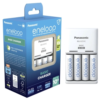 Купить Зарядное устройство Basic Charger+ Аккумулятор Eneloop NI-MH AA 2000 мАч 4 шт. (K-KJ51MCD40E) - фото 1