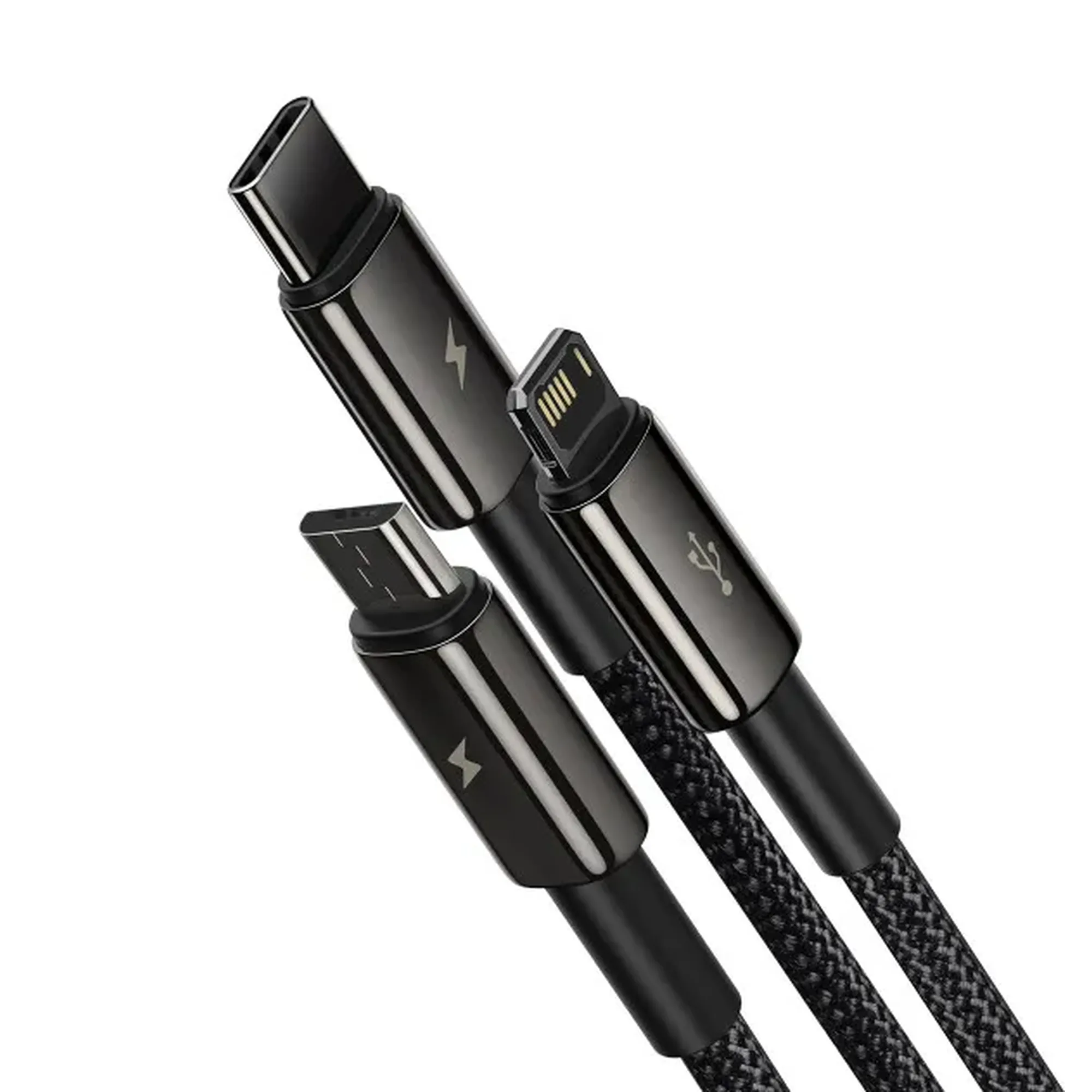 Купить Кабель Baseus Tungsten Gold Fast Charging Data Cable USB to M+L+C 1.5m Black (CAMLTWJ-01) - фото 4