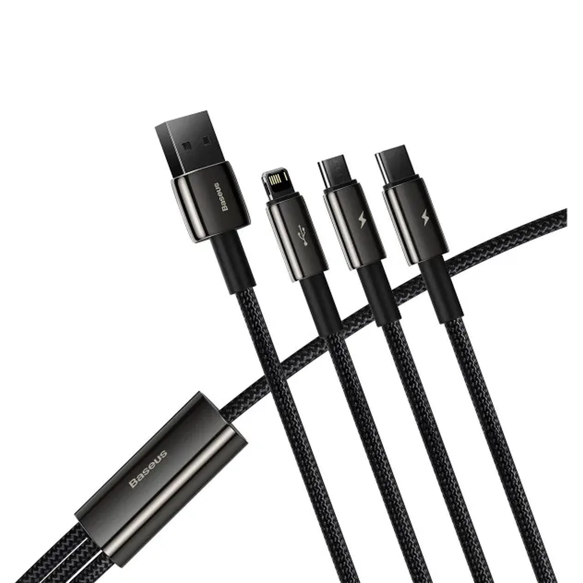 Купить Кабель Baseus Tungsten Gold Fast Charging Data Cable USB to M+L+C 1.5m Black (CAMLTWJ-01) - фото 5