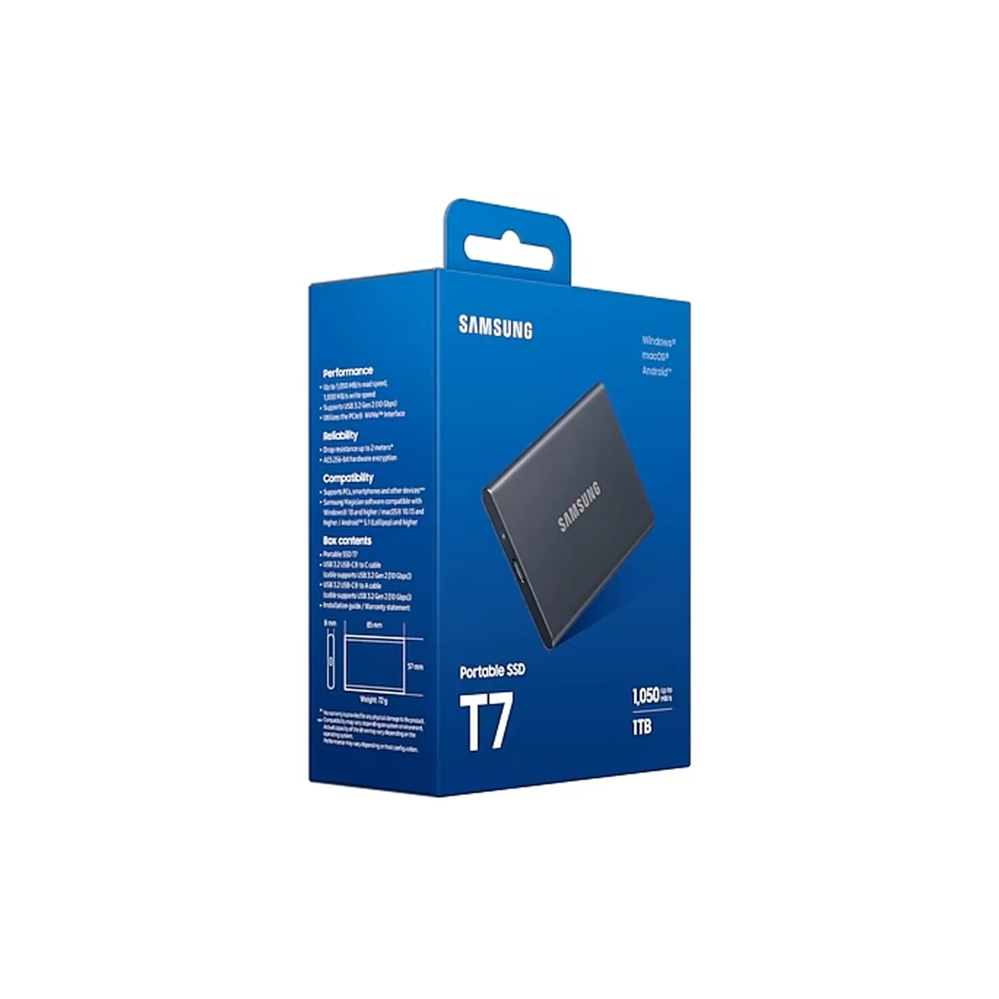 Купить SSD диск Samsung Portable T7 1TB USB-C (MU-PC1T0T/WW) Titan Grey - фото 11